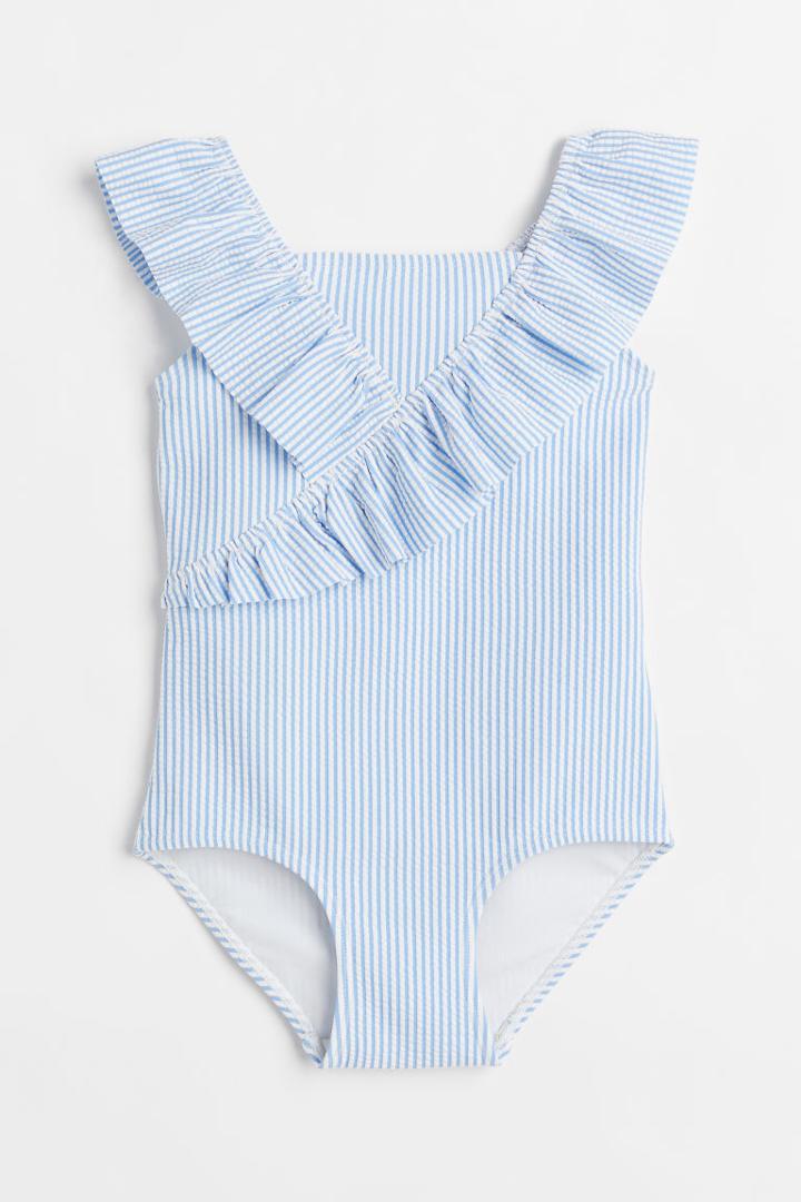 H & M - Ruffled Swimsuit - Blue