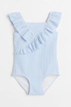 H & M - Ruffled Swimsuit - Blue
