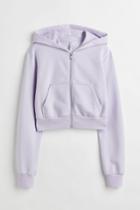 H & M - Short Hooded Sweatshirt Jacket - Purple