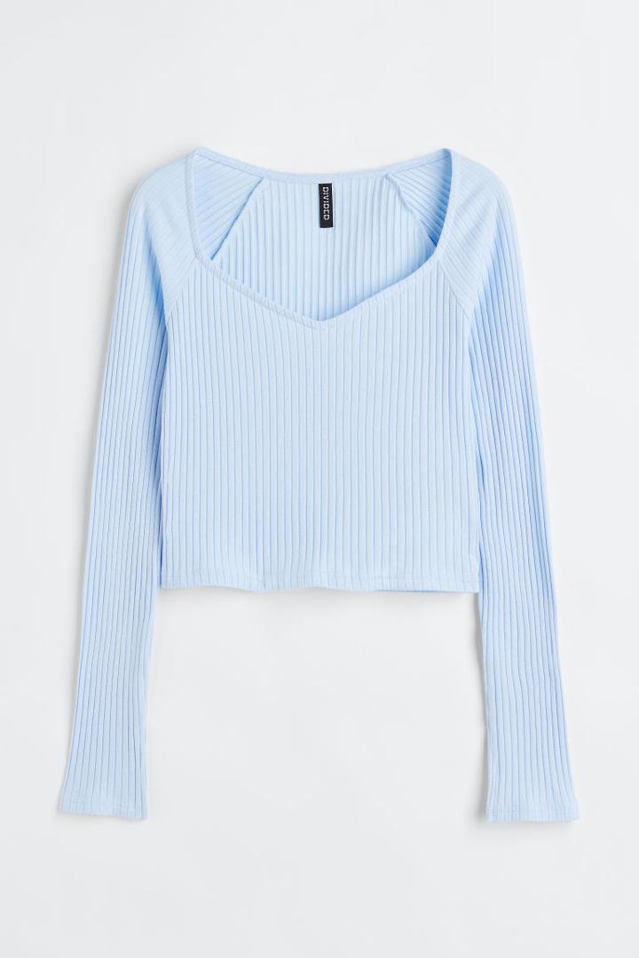 H & M - Rib-knit Top - Blue