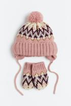 H & M - 2-piece Jacquard-knit Set - Pink