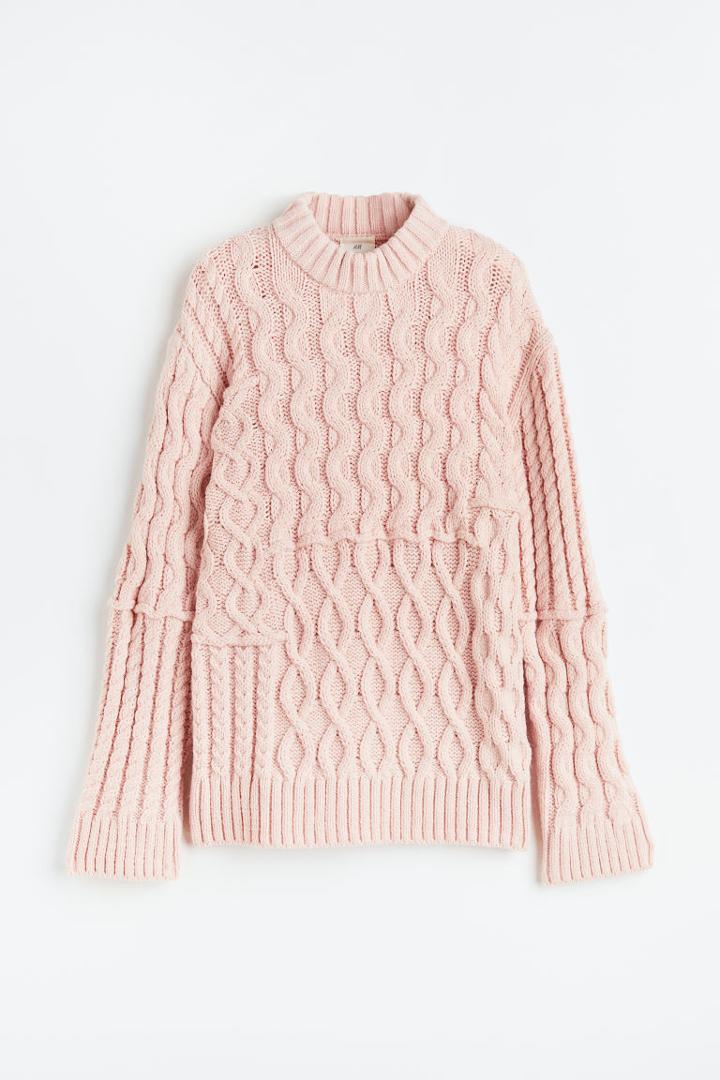 H & M - Cable-knit Sweater - Pink