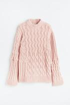 H & M - Cable-knit Sweater - Pink