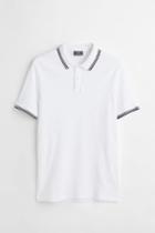 H & M - Muscle Fit Piqu Polo Shirt - White