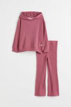 H & M - 2-piece Hoodie And Leggings Set - Pink