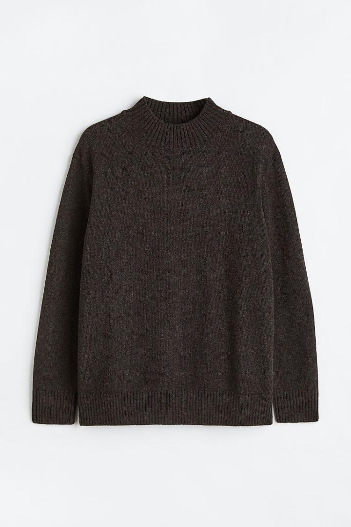 H & M - Regular Fit Wool-blend Sweater - Brown
