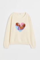 H & M - Motif-detail Knit Sweater - White