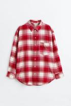 H & M - H & M+ Oversized Flannel Shirt - Pink