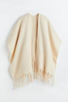 H & M - Fringe-trimmed Cape - Beige