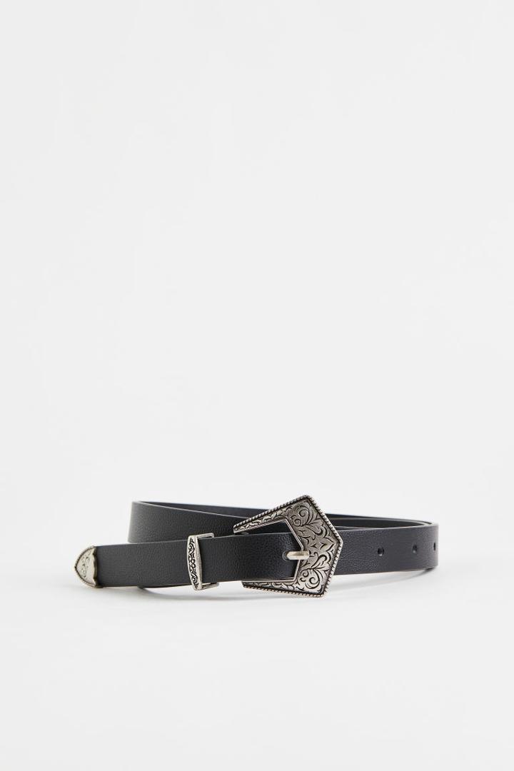 H & M - Belt With Large Buckle - Black