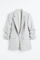 H & M - Gathered-sleeve Jacket - Gray