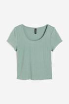 H & M - Pointelle Jersey Top - Green