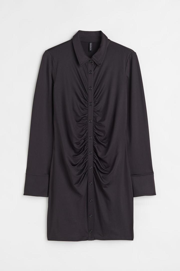 H & M - H & M+ Draped Shirt Dress - Black