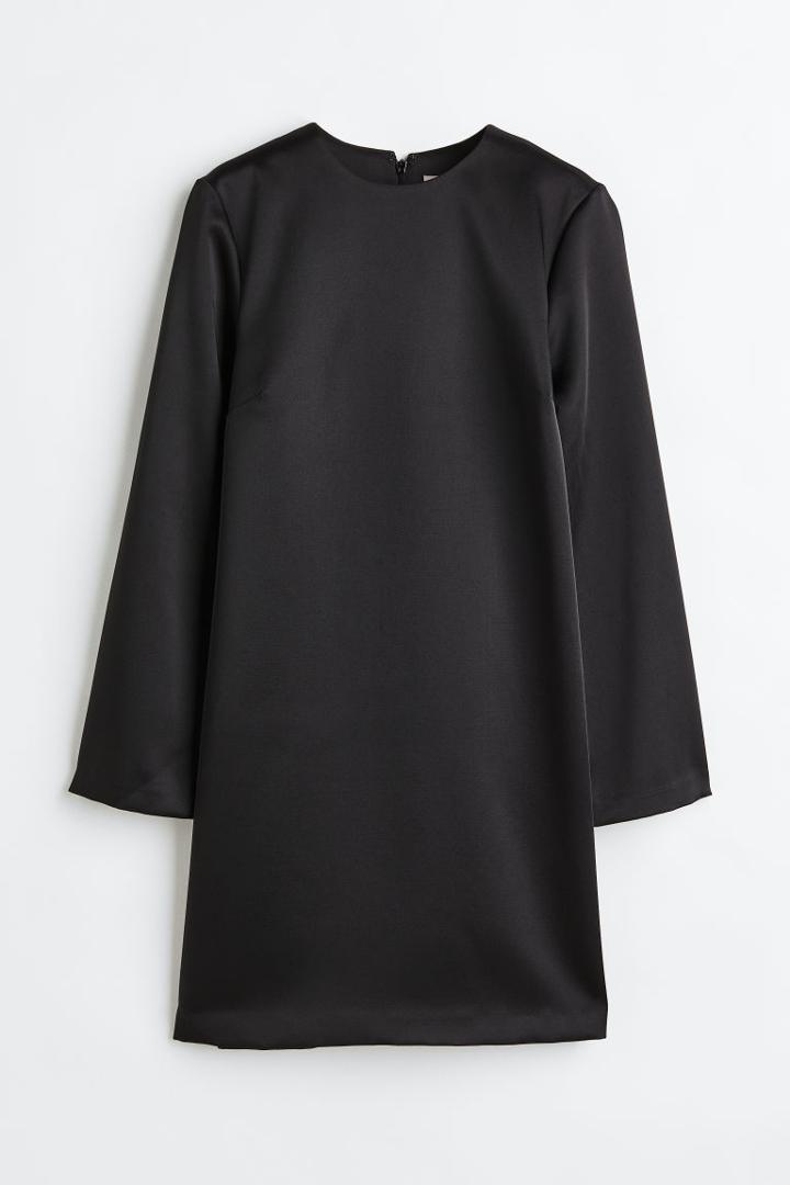 H & M - Long-sleeved Dress - Black