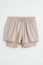 H & M - Double-layer Running Shorts - Beige