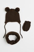 H & M - 3-piece Knit Set - Brown