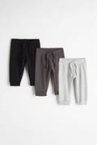 H & M - 3-pack Cotton Joggers - Gray