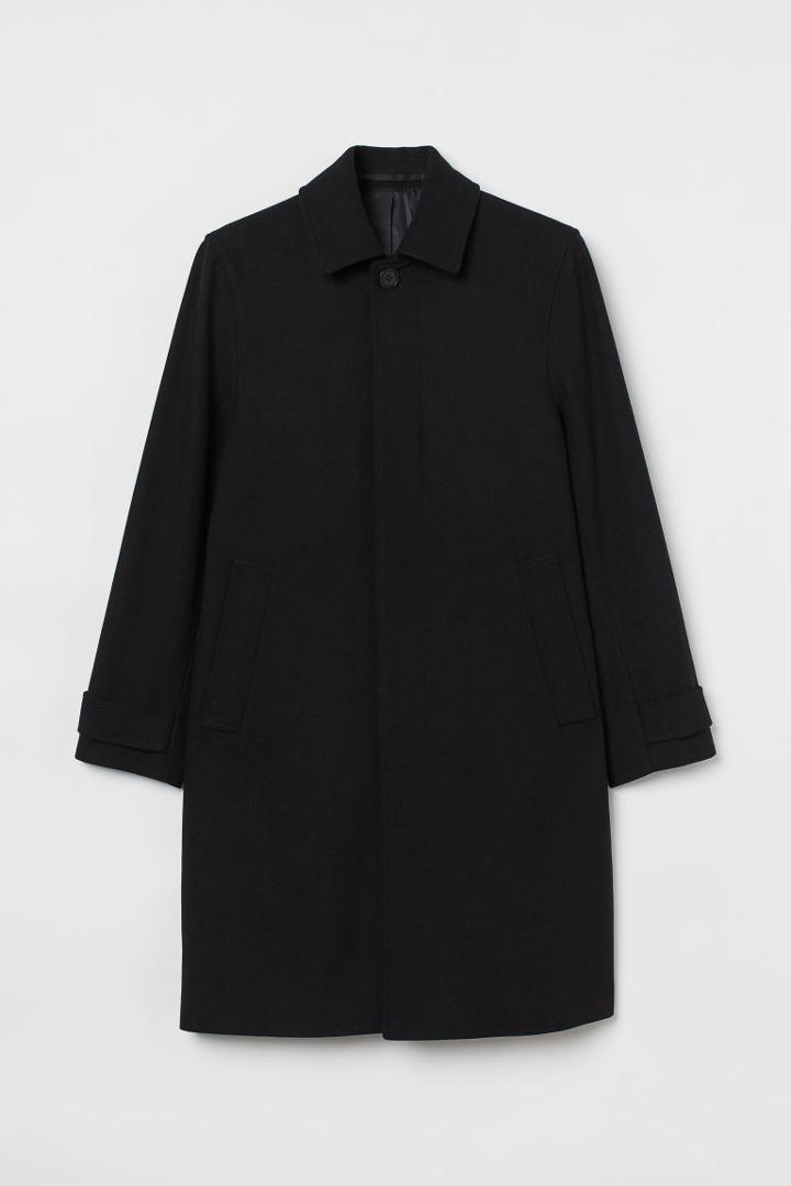 H & M - Wool-blend Car Coat - Black