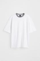 H & M - Oversized Fit Piqu T-shirt - White