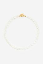 H & M - Gold-plated Pearl Necklace - White