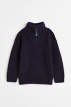 H & M - Zip-top Knit Sweater - Blue
