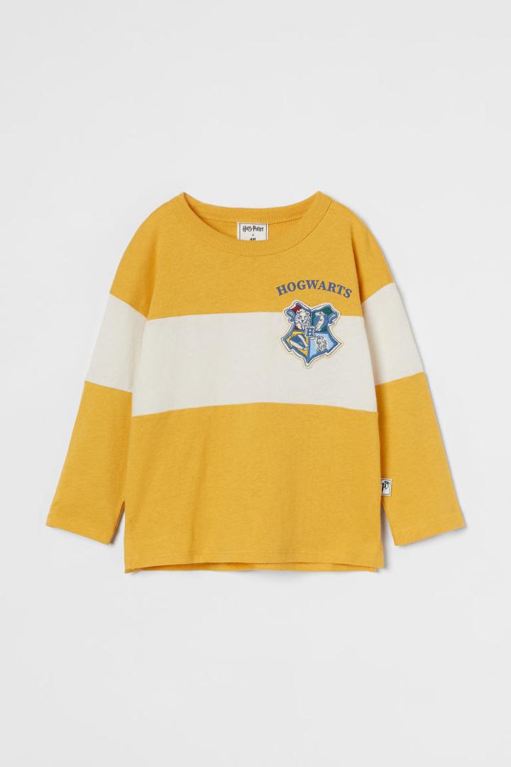 H & M - Embroidery-detail Jersey Shirt - Yellow