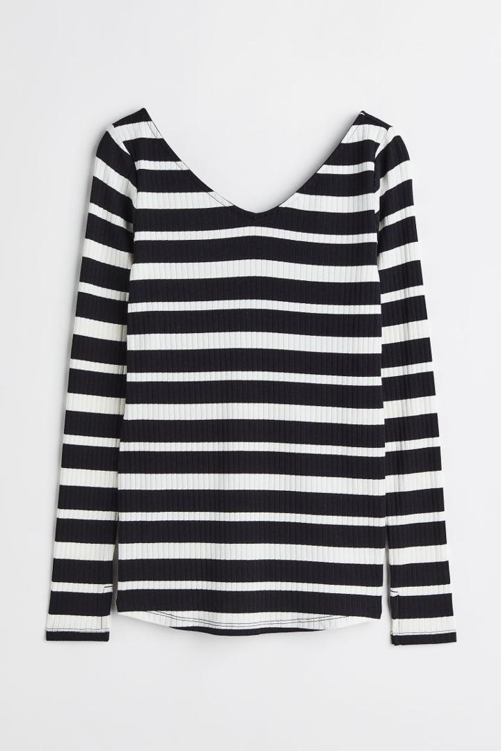 H & M - Mama Long-sleeved Ribbed Top - Black