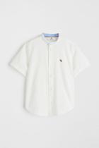 H & M - Shirt With Band Collar - White
