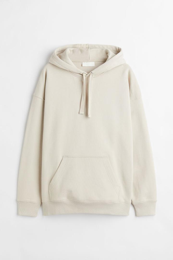 H & M - Oversized Fit Cotton Hoodie - Beige