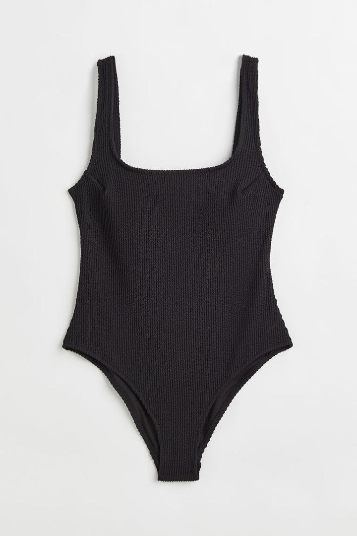 H & M - High Leg Swimsuit - Black
