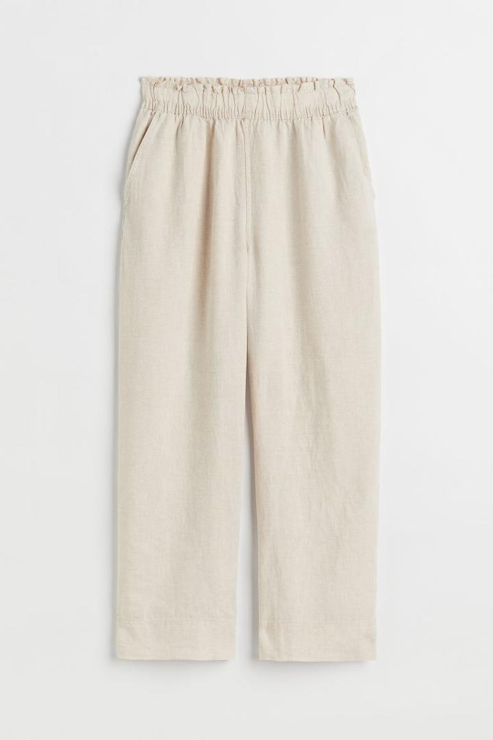 H & M - Ankle-length Linen Pants - Beige