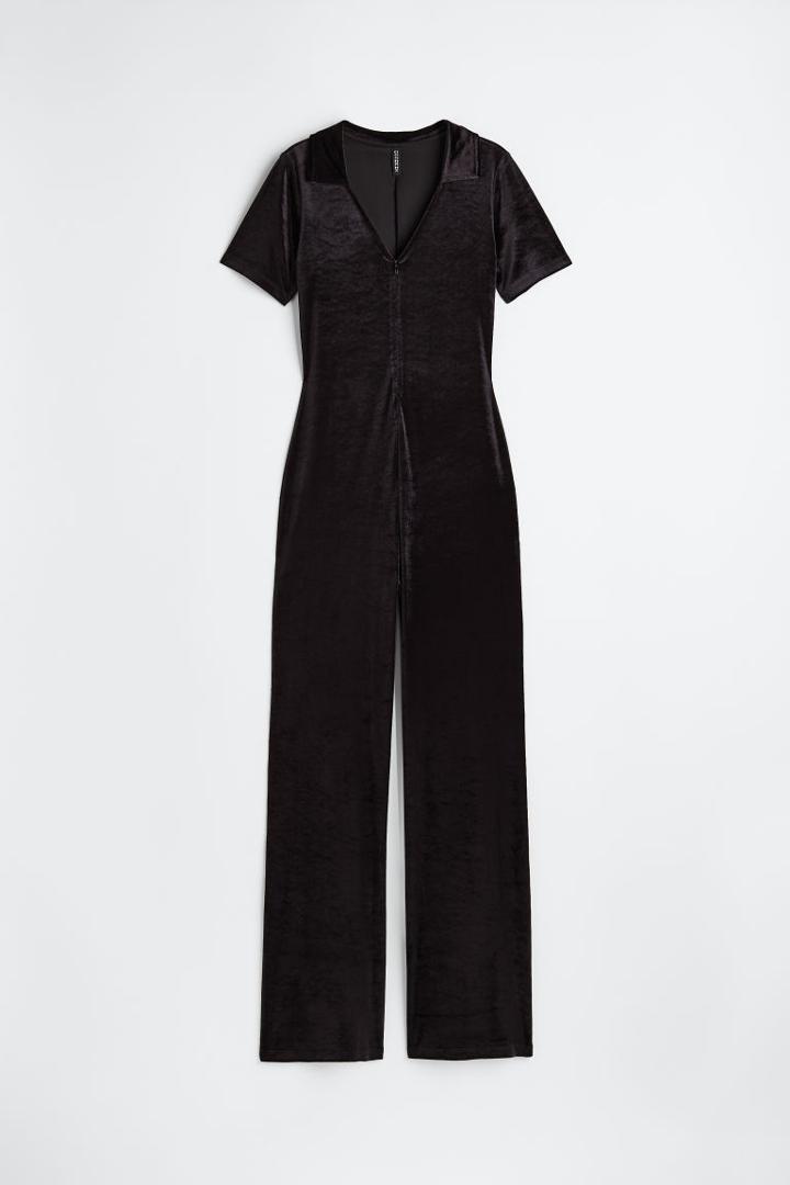 H & M - Collared Jumpsuit - Black