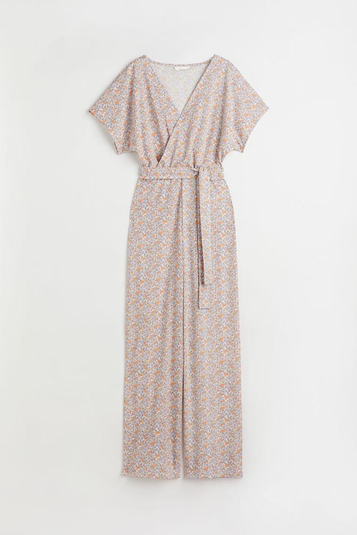 H & M - V-neck Jumpsuit - Beige