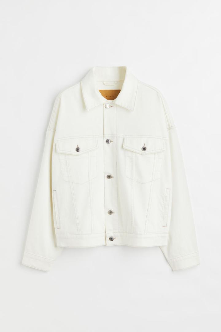 H & M - Oversized Denim Jacket - White