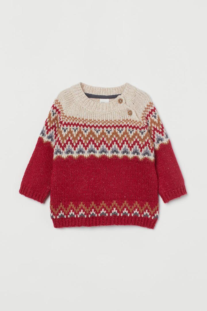 H & M - Jacquard-knit Sweater - Red