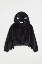 H & M - Appliqud Fleece Hoodie - Black