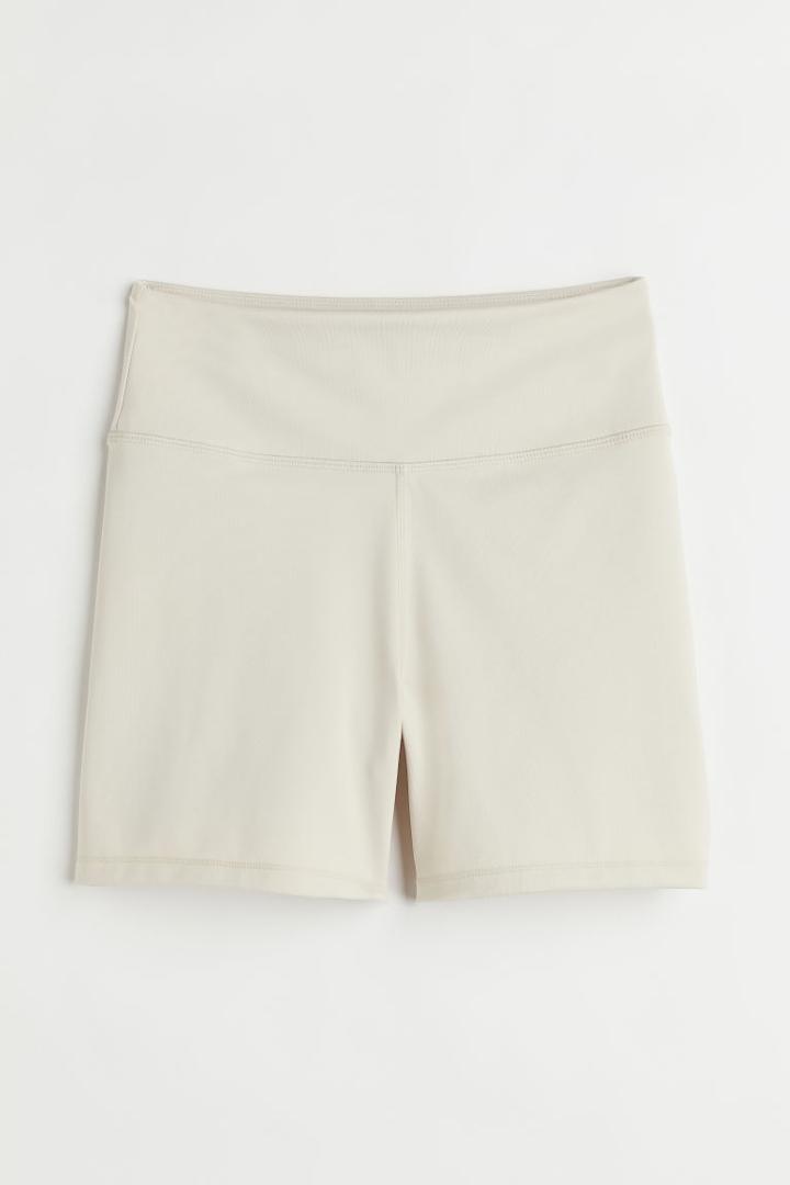 H & M - High Waist Sports Shorts - Beige