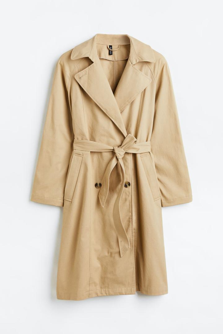 H & M - Cotton Twill Trench Coat - Beige