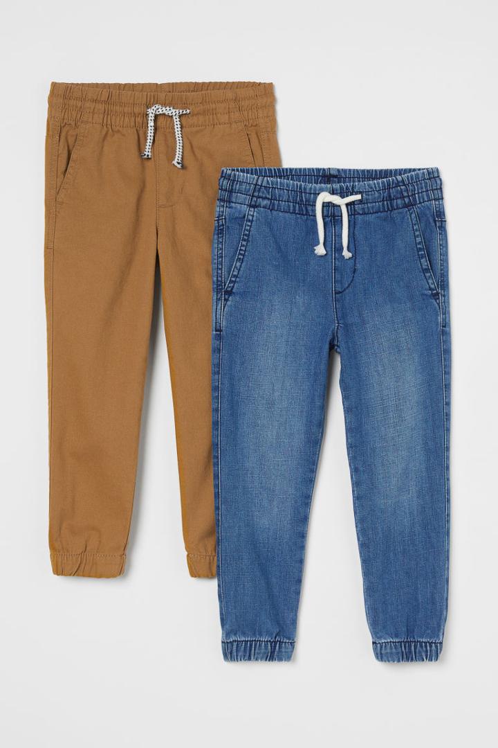 H & M - 2-pack Twill Joggers - Blue
