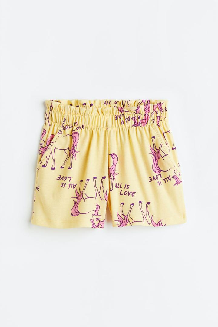 H & M - Printed Jersey Shorts - Yellow