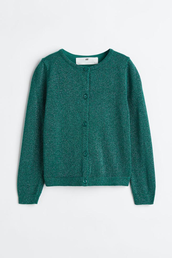 H & M - Glittery Cardigan - Turquoise