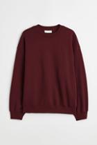 H & M - Oversized Fit Cotton Sweatshirt - Red