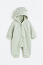 H & M - Hooded Fleece Jumpsuit - Green