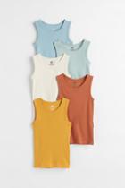 H & M - 5-pack Cotton Tank Tops - Turquoise