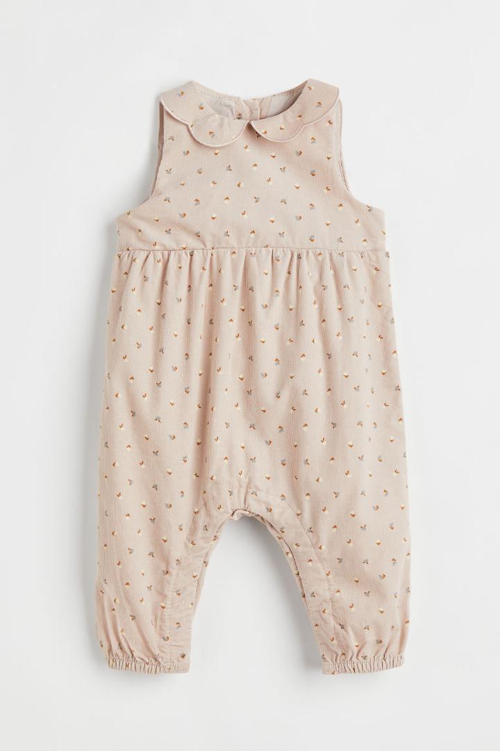 H & M - Cotton Corduroy Romper Suit - Brown