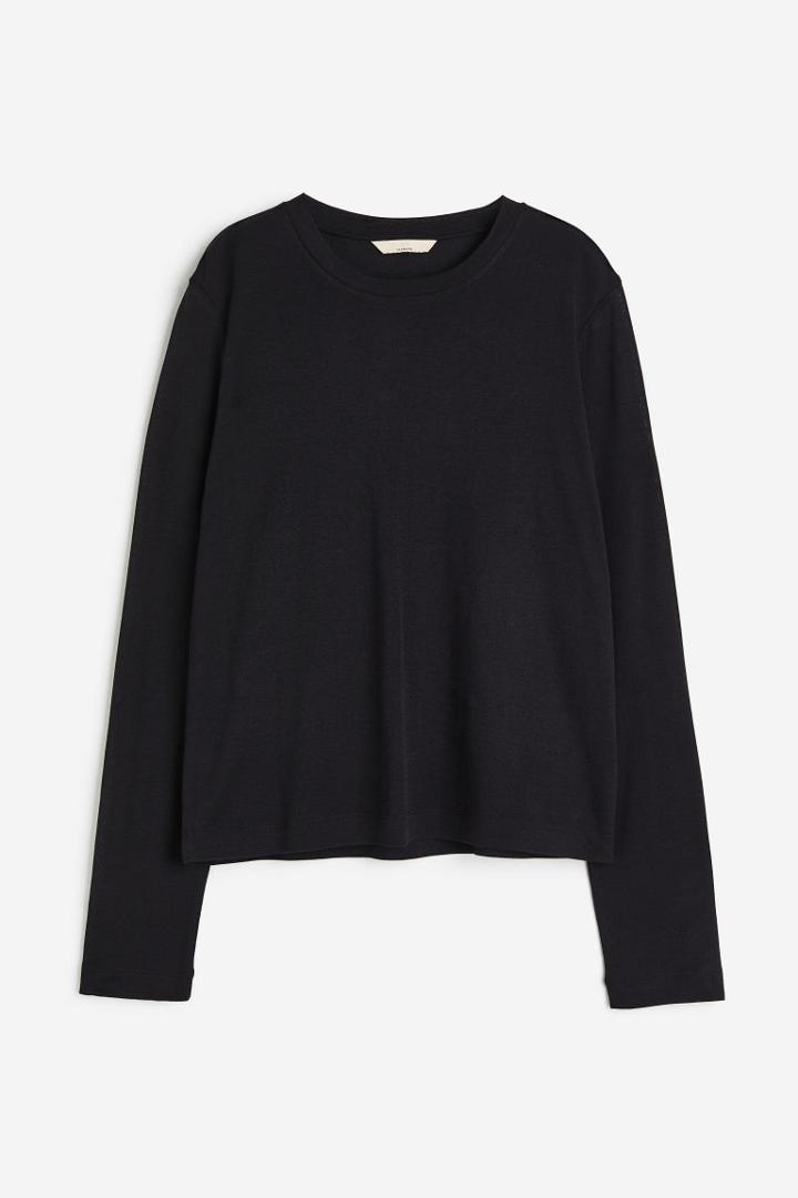 H & M - Silk-blend Top - Black