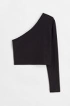 H & M - One-shoulder Crop Top - Black