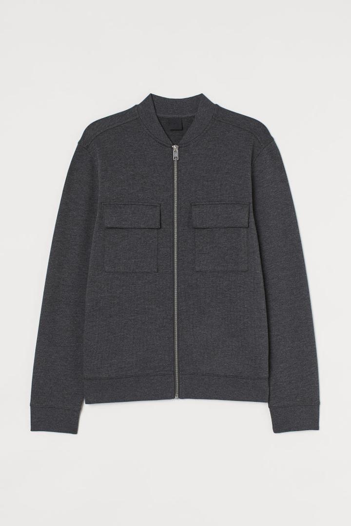 H & M - Jersey Bomber Jacket - Black