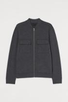 H & M - Jersey Bomber Jacket - Black