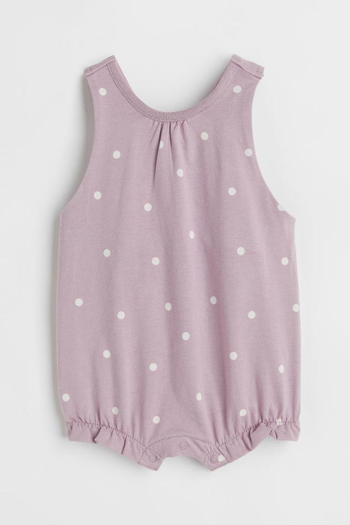 H & M - Patterned Cotton Romper Suit - Purple